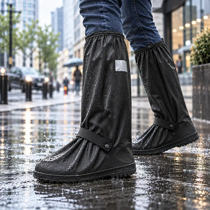 ☔Nejlepší ochrana před deštěm! Vysoké nepromokavé návleky na boty (výška 40 cm)! Silná protiskluzová podrážka · Odolné PVC · K dispozici v černé a průhledné barvě!