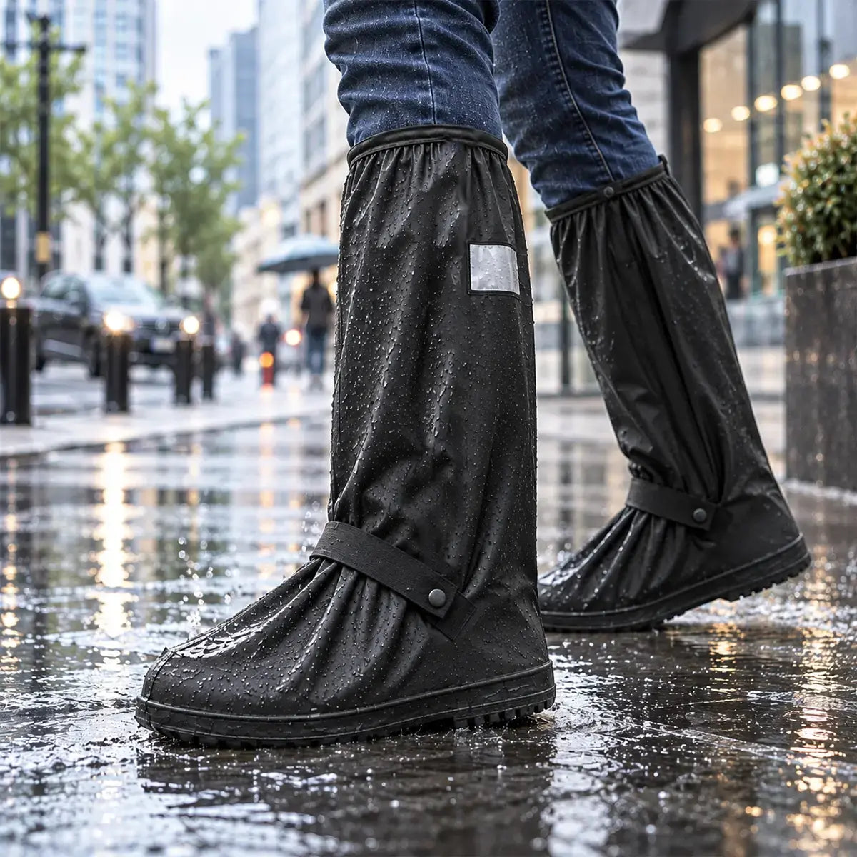 ☔☔Nejlepší ochrana před deštěm! Vysoké nepromokavé návleky na boty (výška 40 cm)! Silná protiskluzová podrážka · Odolné PVC · K dispozici v černé a průhledné barvě!