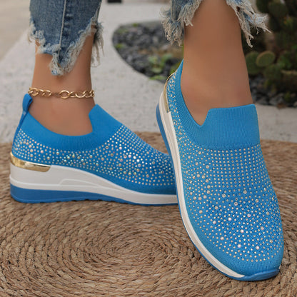 [Size:37-44] Dámské ležérní tenisky ze síťoviny s kamínky a nazouváky