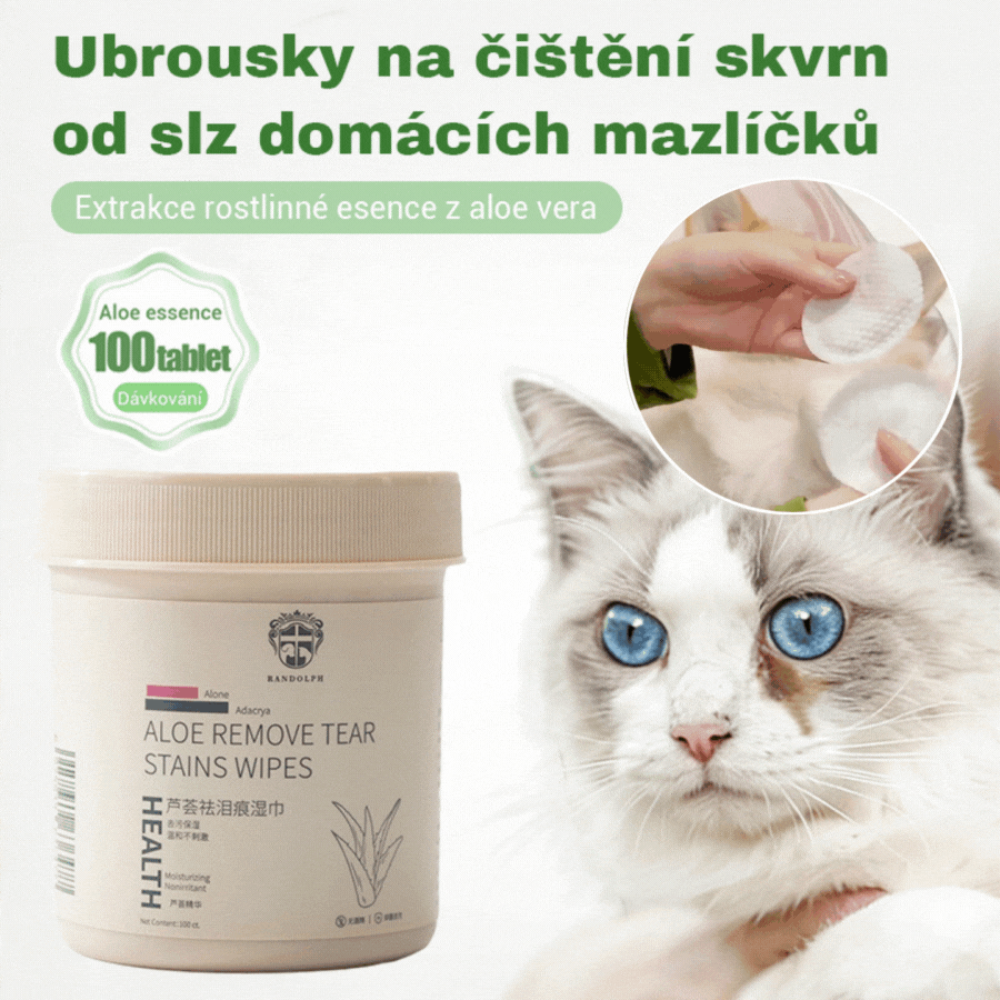 🐕🐈Čisticí ubrousky na skvrny od očí domácích mazlíčků 🔥Odstraňuje skvrny od slz🔥