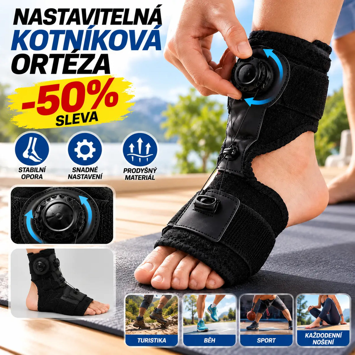 🏃‍♀️【2 jednotky】Lékařské ortézy pro pokleslou nohu a plantární fasciitidu, s otočným nastavovacím knoflíkem a hliníkovou oporou, pro denní i noční použití.