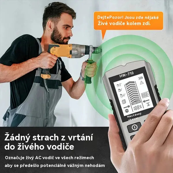 🔍Multifunkční detektor kovů, dřeva a kabelů; bezpečně a přesně lokalizuje skryté potrubí a kabely.