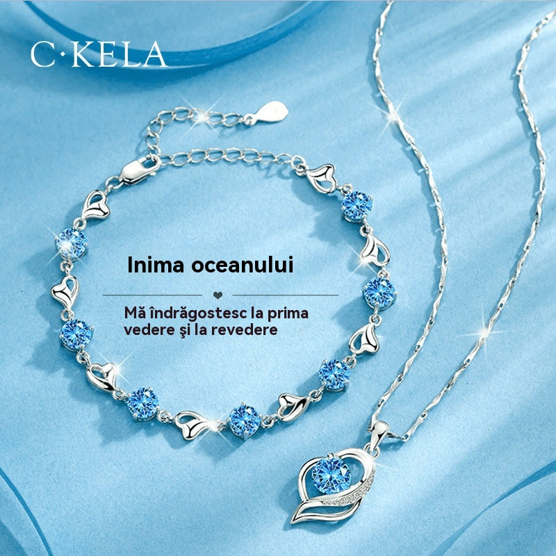 Sada náramků ze stříbra Heart of the Ocean 925 + náhrdelník