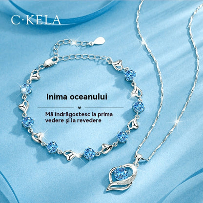 Sada náramků ze stříbra Heart of the Ocean 925 + náhrdelník