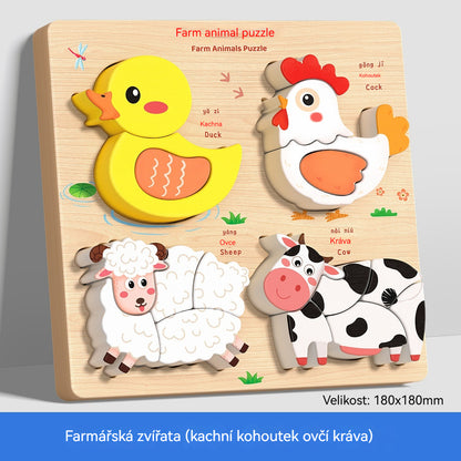 👧🏻🧩Dřevěné 3D puzzle Montessori pro vzdělávání v raném dětství