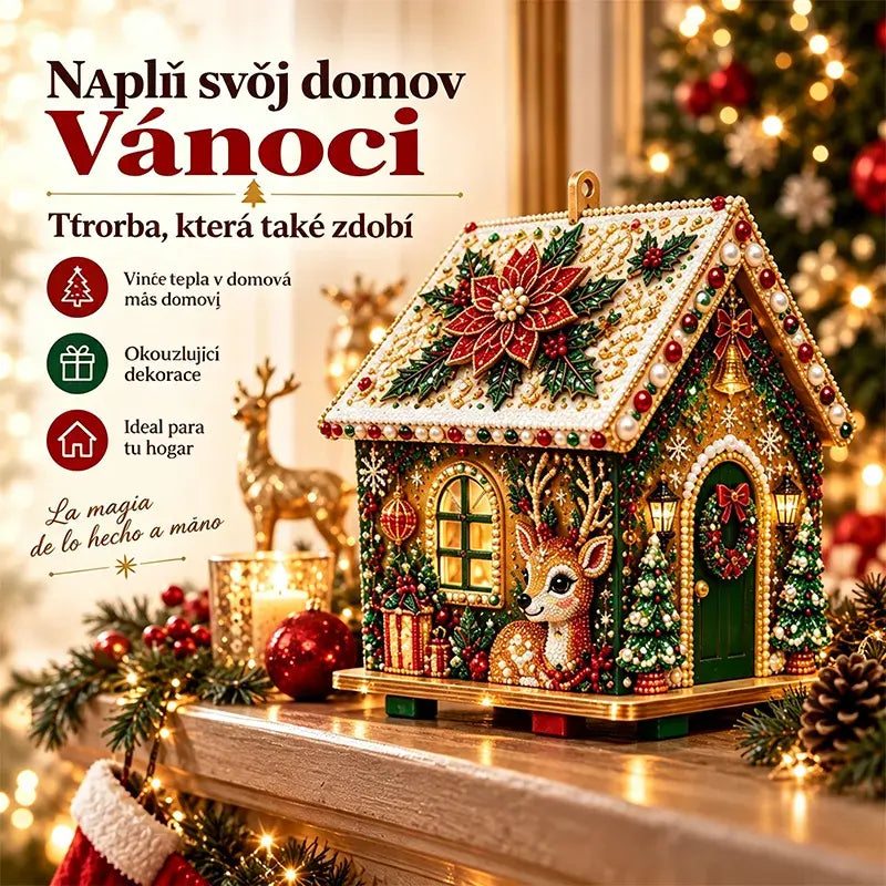 🎄🏠 Dřevěná 3D vánoční chaloupka – stavebnice | Dekorace k sestavení a ozdobení pro celou rodinu