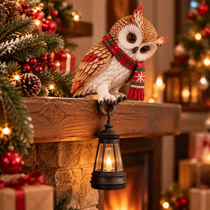 💡🦉Pryskyřičná figurka – vánoční sova s lucernou
