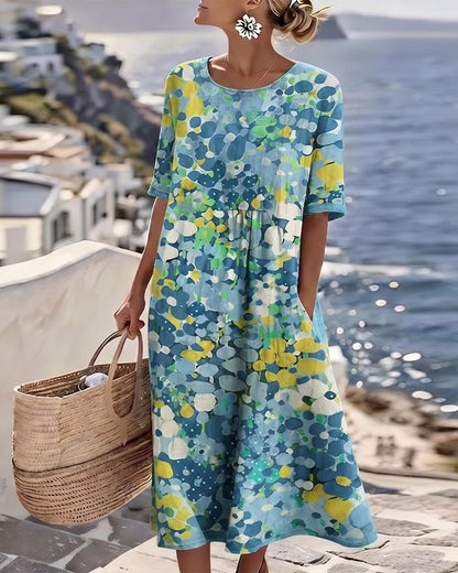 【S-5XL】🌺Oblečte si je a ukažte svou osobnost! 🥰Šaty s potiskem a volným spodním dílem