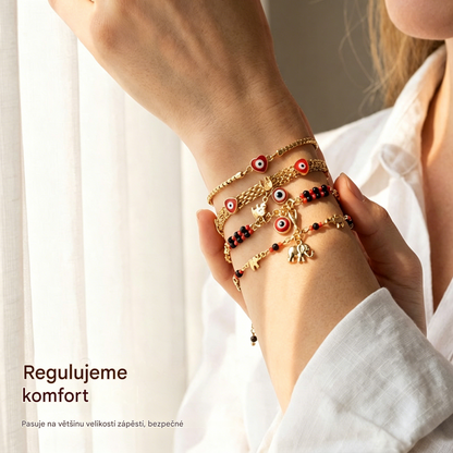 📿 ČASOVĚ OMEZENÁ NABÍDKA: SLEVA 50 %! 🌀 Boho náramek s přívěsky a šťastným slonem: symbolické přívěsky, nastavitelný střih, pozlacený a 7 stylů ✨