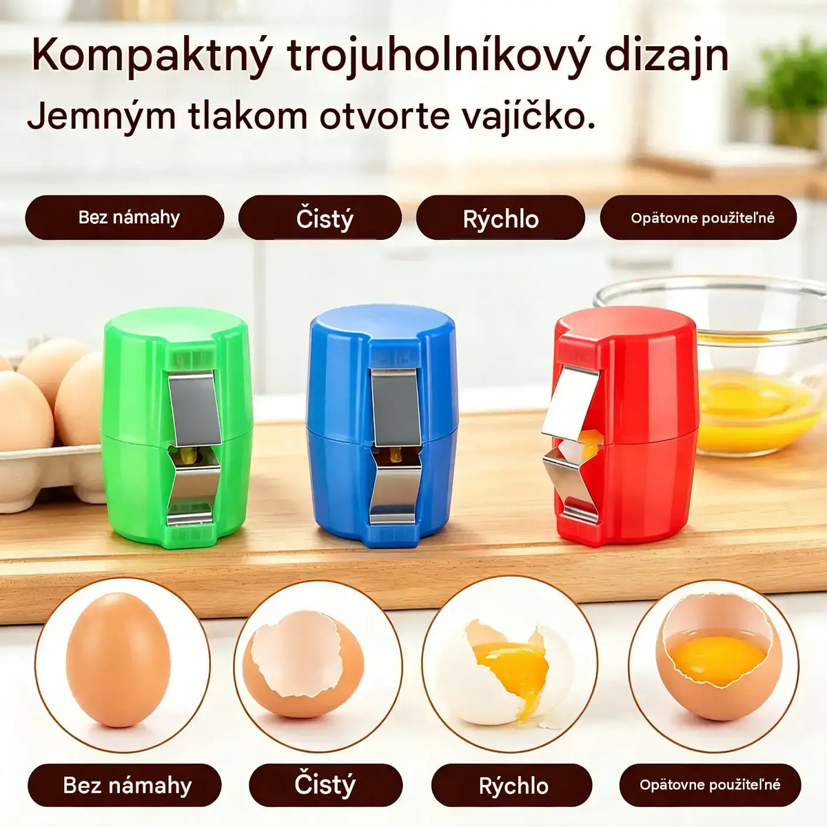 【3 kusy 510 Kč】🍳 Rychlý lámač vajec: Rozbije stovky vajec rychleji a čistěji 🔥