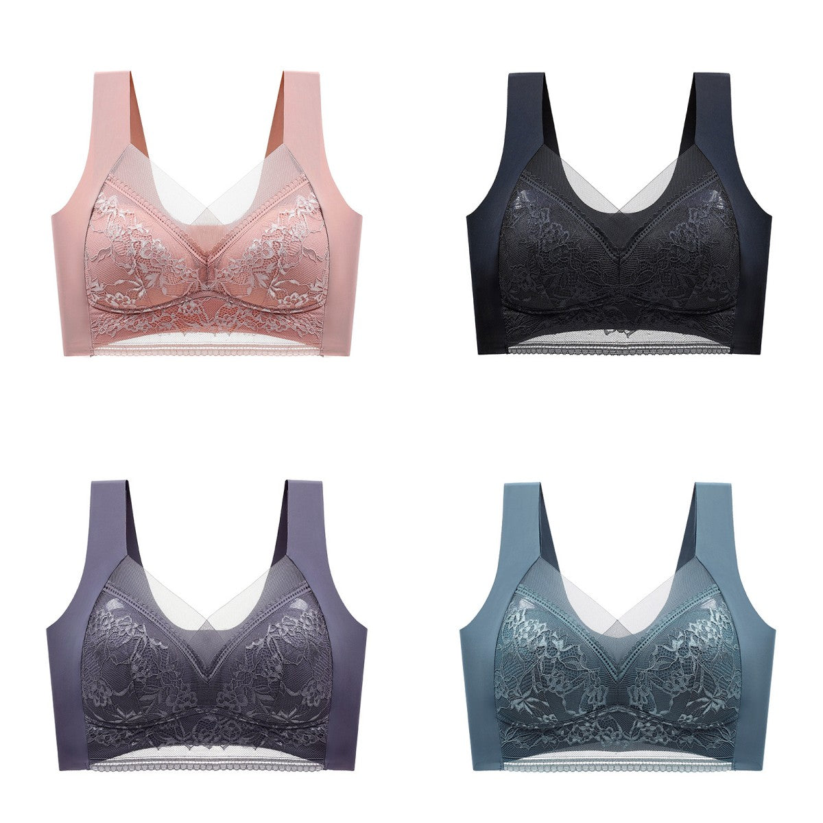 👙✨【4dílná sada】Pohodlná bezešvá dámská podprsenka z elegantní krajky