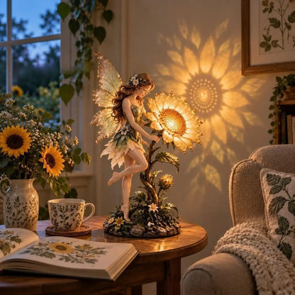 💥 50% sleva 🌿 Stolní lampa s motivem slunečnic a víl ✨ Teplé světlo, přírodní inspirace pro dekoraci
