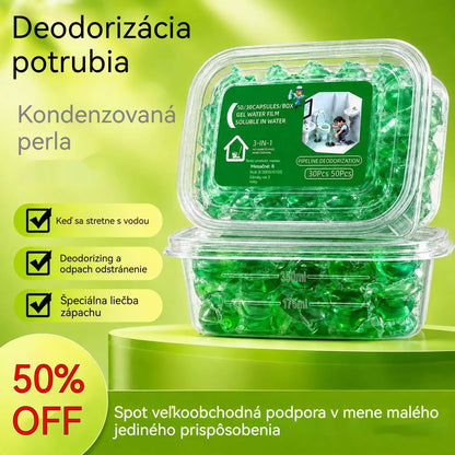 2 balení (100 tablet) 👍Vo vodě rozpustné kapsle pro eliminaci zápachu z odtoků – dokonalé řešení k zamezení šíření zápachu v koupelnách a kuchyních.