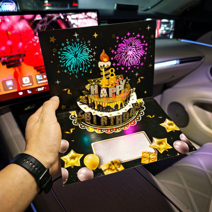 🔥SOBOTNÍ VÝPRODEJ S 70% SLEVOU!!🎉3D vyskakovací hudební narozeninová karta se světly a písní🎵🎂