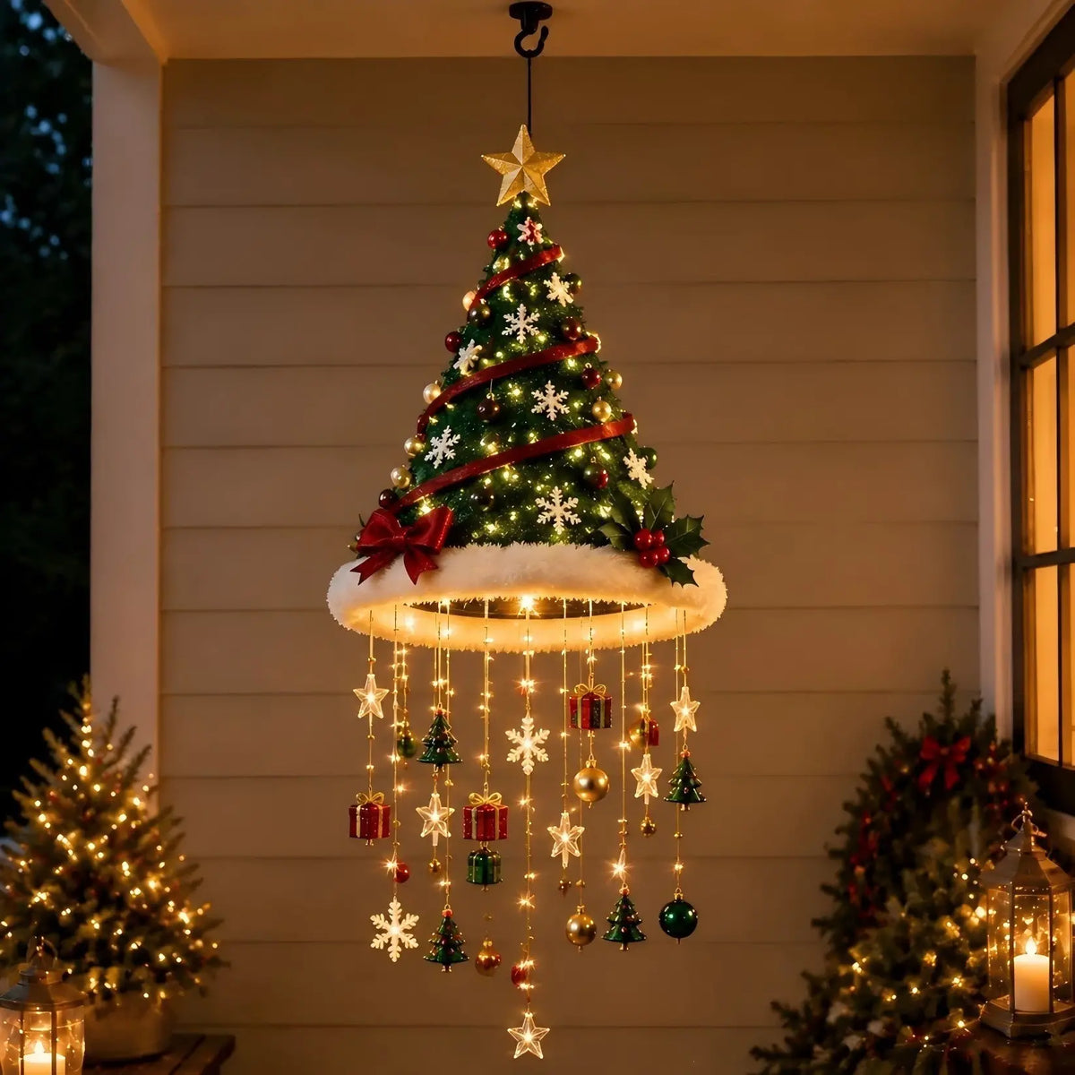 🎅 Vánoční čepice se sněhovou vločkou a krystalovým LED světlem – Kouzelná záře pro vaši verandu ✨