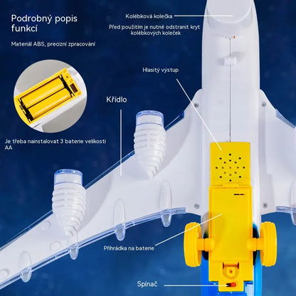 🥳🔥 Nabídka za poloviční cenu! 📣✈️ Model elektrického letadla v měřítku, vybavený realistickými zvuky motoru a blikajícími LED světly.