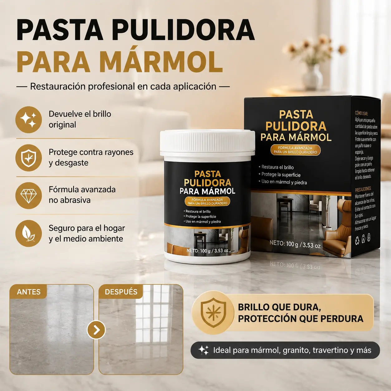 🥳 🔥 Dvě lahve za 560 Kč! ✨ Lešticí pasta na mramor – odstraňuje škrábance, obnovuje lesk a chrání povrch už za 2 minuty 🛡️