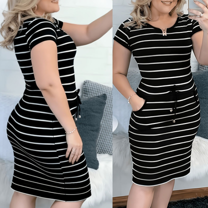 ⏳Časově omezená nabídka⏰Dámské letní pruhované šaty s kapsami