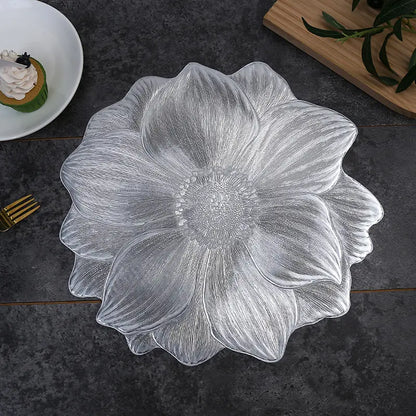 🌸🍽️💧【1 sada 3 kusů】🔥Kreativní PVC prostírání s motivem lotosového květu, žáruvzdorné, voděodolné, olejotěsné a omyvatelné.