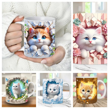 🎁 Kreativní hrnek na kávu s kočkou, vynikající dárek