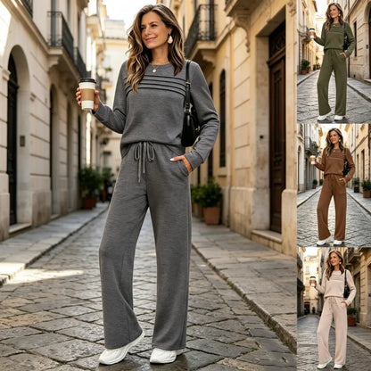 🔥Poslední den – 50% sleva💖【Velikosti S-5XL】Dámský módní sportovní set, vysokokvalitní bavlněná koszulka s dlouhým rukávem + kalhoty, varianta E ✅ Platba při převzetí