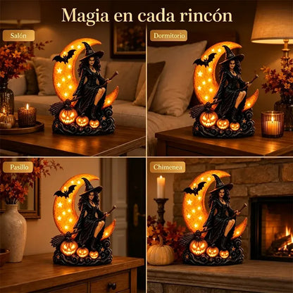 🎃🔮 Lampa čarodějnice a úplňku – Gotická dekorativní soška, ideální dárek 🌙 🎃