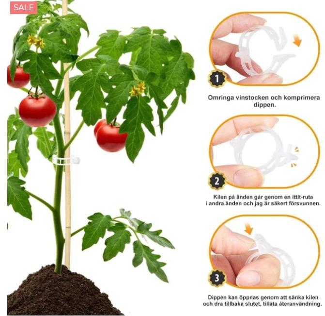 🍅🍅【 200 kusů】🌱Upevňovací klip pro pěstování sazenic, plastové svorky na rostliny, ideální pro vázání a zavěšování rostlin_