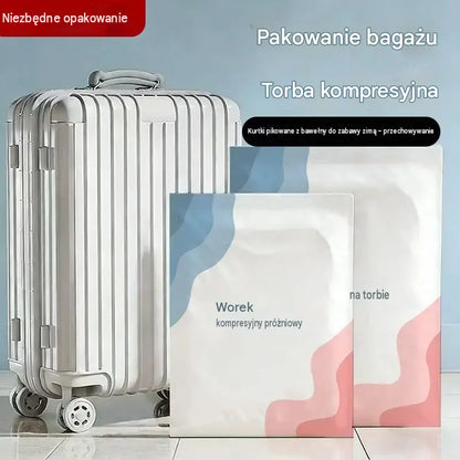 🧳 5 položek za pouhých 630 Kč 💨 Velké, stlačitelné vakuové sáčky: Není potřeba pumpa, nepropustné, ideální pro úsporu místa v kufru i doma ✈️