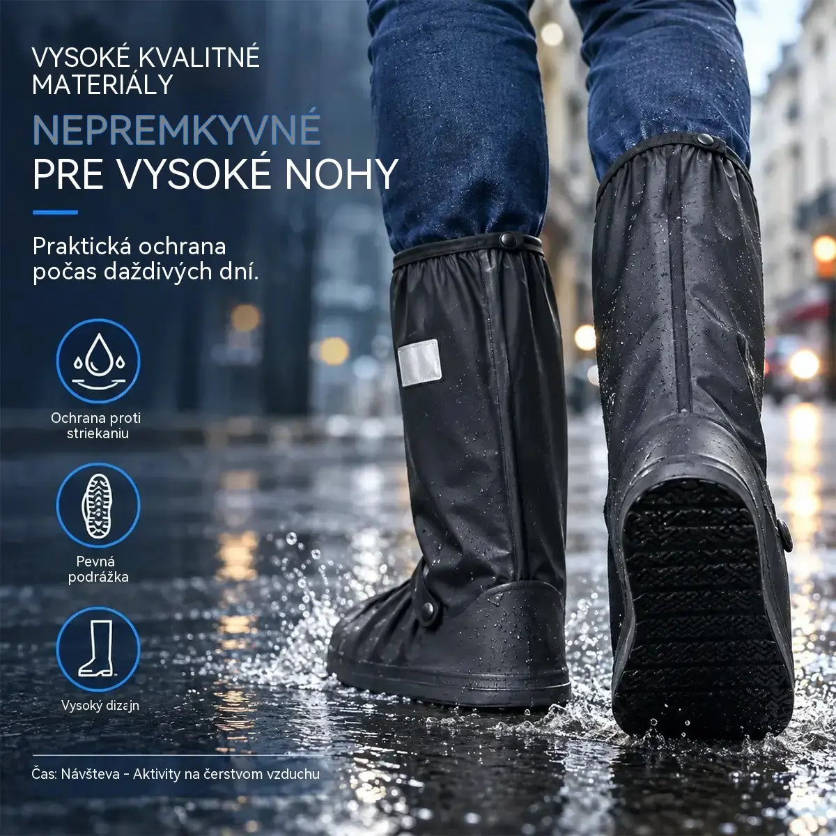 ☔Nejlepší ochrana před deštěm! Vysoké nepromokavé návleky na boty (výška 40 cm)! Silná protiskluzová podrážka · Odolné PVC · K dispozici v černé a průhledné barvě!