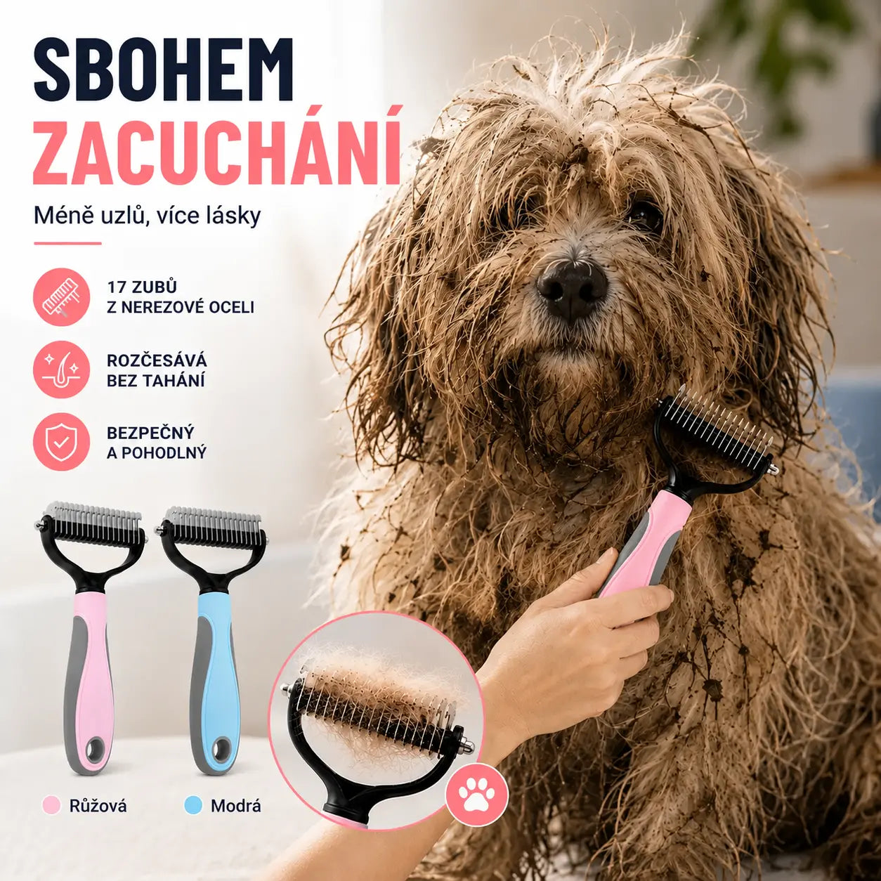 【Kupte 1 kus a získejte 1 zdarma, 2 kusy】Oboustranný kartáč pro péči o srst a odstraňování chlupů domácích mazlíčků