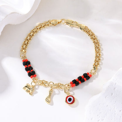 📿 ČASOVĚ OMEZENÁ NABÍDKA: SLEVA 50 %! 🌀 Boho náramek s přívěsky a šťastným slonem: symbolické přívěsky, nastavitelný střih, pozlacený a 7 stylů ✨