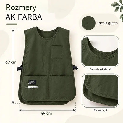 👩‍🍳✨ Nepromokavá a skvrnám odolná vesty zástěra – ideální pro vaření, řemesla a zahrádkářství, pohodlný střih 🛡️