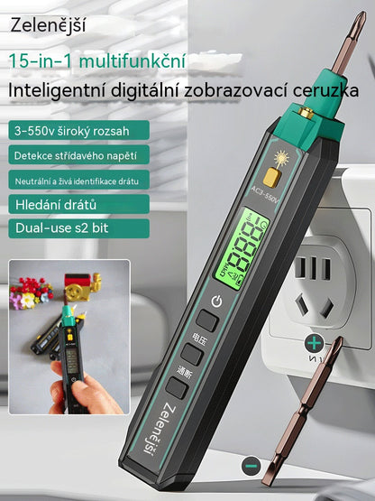 👨‍🏭⚡[3–550 V] Víceúčelový digitální tester napětí pro elektrikáře: Chytré testovací pero pro detekci přerušení, úniků proudu a měření napětí ⚡🔧