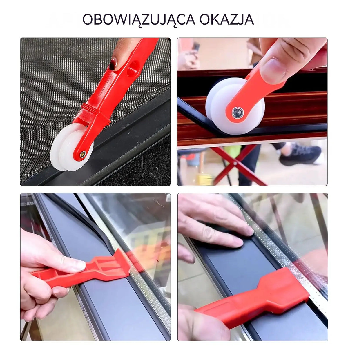 【1 sada 4 ks】Instalace okenní síťky Těsnicí páska na okno Přítlačné kolečko Nástroj pro instalaci těsnicí pásky na okno