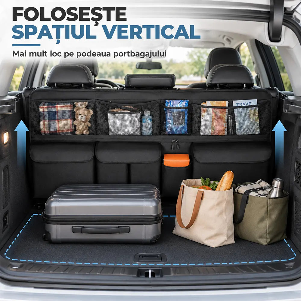 🚗 Závěsný organizér do kufru auta – uvolněte místo na podlaze kufru a udržte si ve všem pořádek! ✨📦