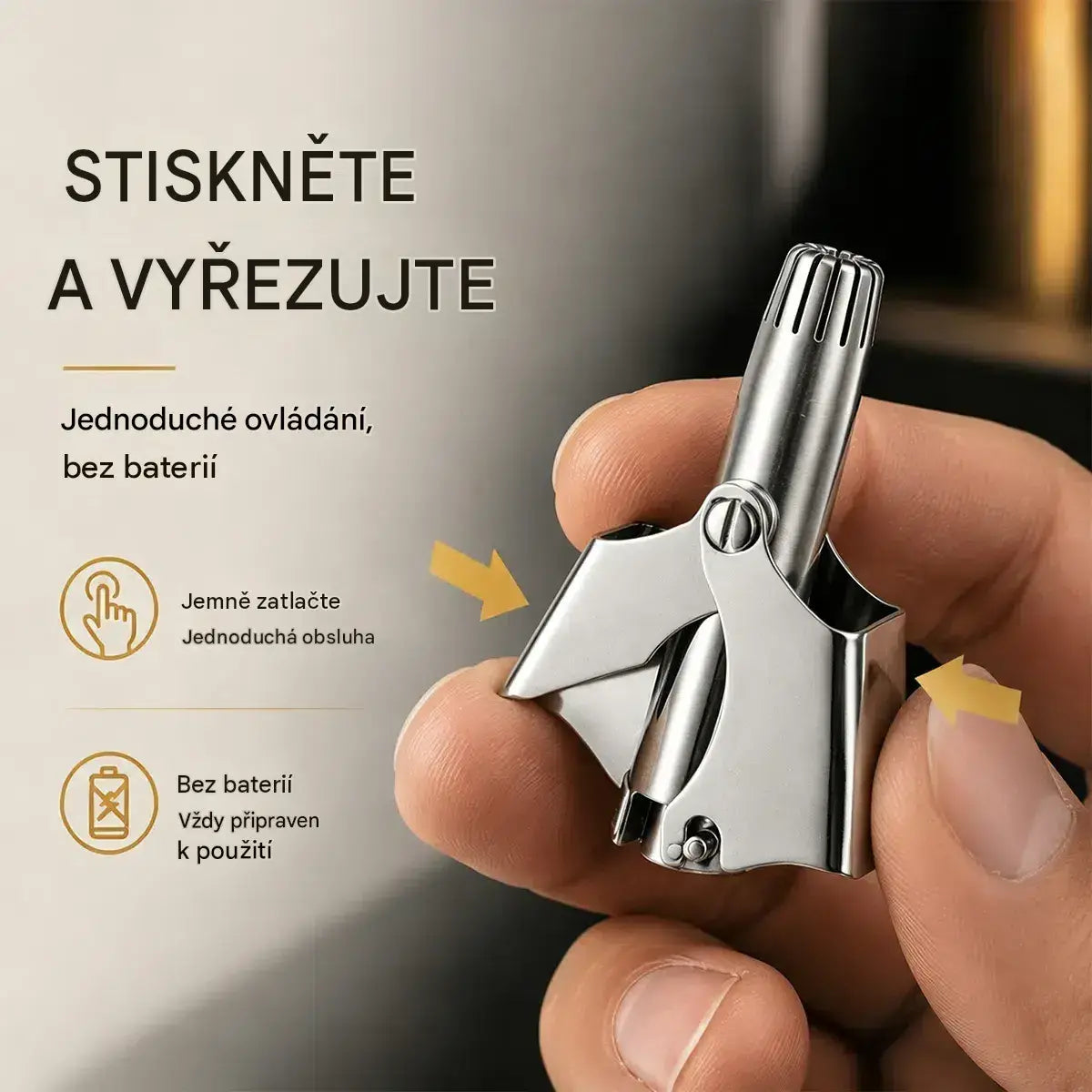 【2 kusy 500Kč】Mechanický ruční zastřihovač chloupků v nose ve vintage stylu