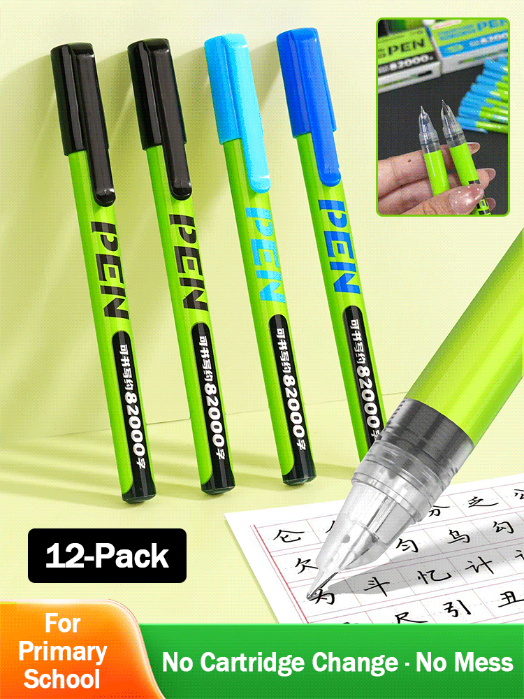 【12 per】🖋️Plnicí pero s přímým průtokem a vysokou kapacitou s hrotem EF, které nevyžaduje výměnu náplně!