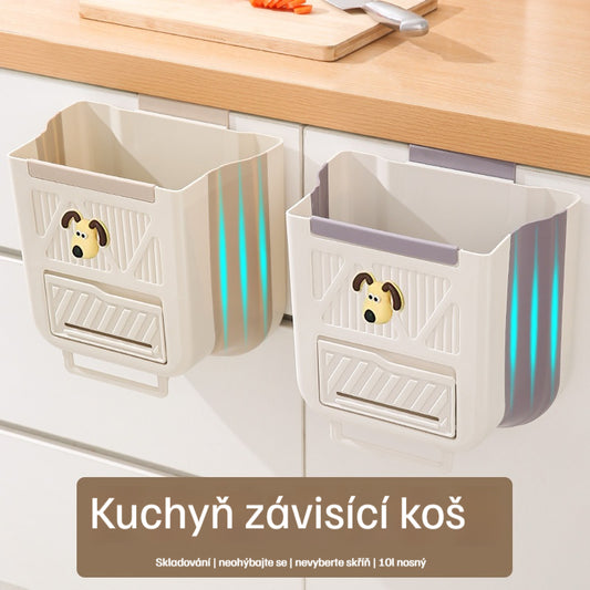 Krémově zbarvený nástěnný odpadkový koš, zesílený, skládací, velkokapacitní, skříňový odpadkový koš do kuchyně, odpadkový koš do domácnosti