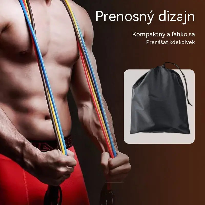 💪13-dílná sada odporových pásů s rukojetí do domácí posilovny