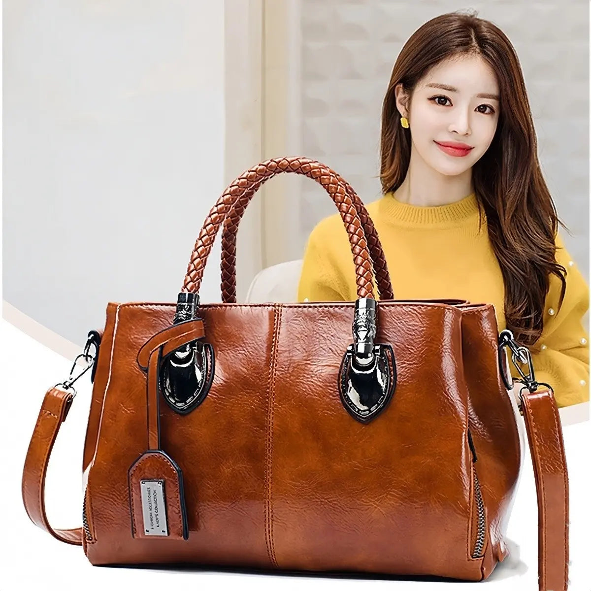 👜【50% sleva】Vintage bostonská kožená kabelka, měkká kožená taška, lze nosit na jednom rameni