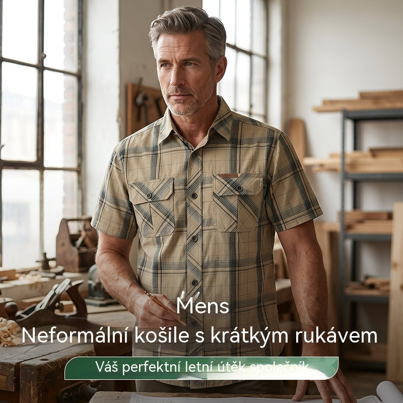 【M-5XL】📢SLEVA 40 % !! ⏰Pánská ležérní kostkovaná košile s krátkým rukávem