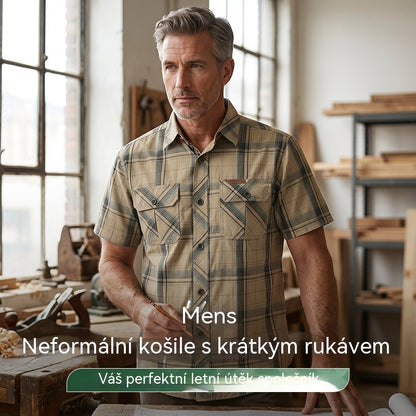 【M-5XL】📢SLEVA 40 % !! ⏰Pánská ležérní kostkovaná košile s krátkým rukávem
