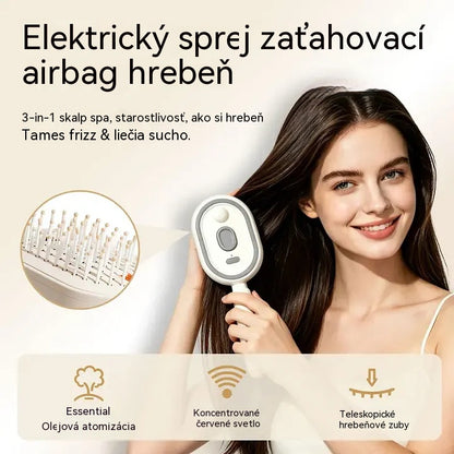 Elektrický rozprašovač s masážním hřebenem se vzduchovým polštářem