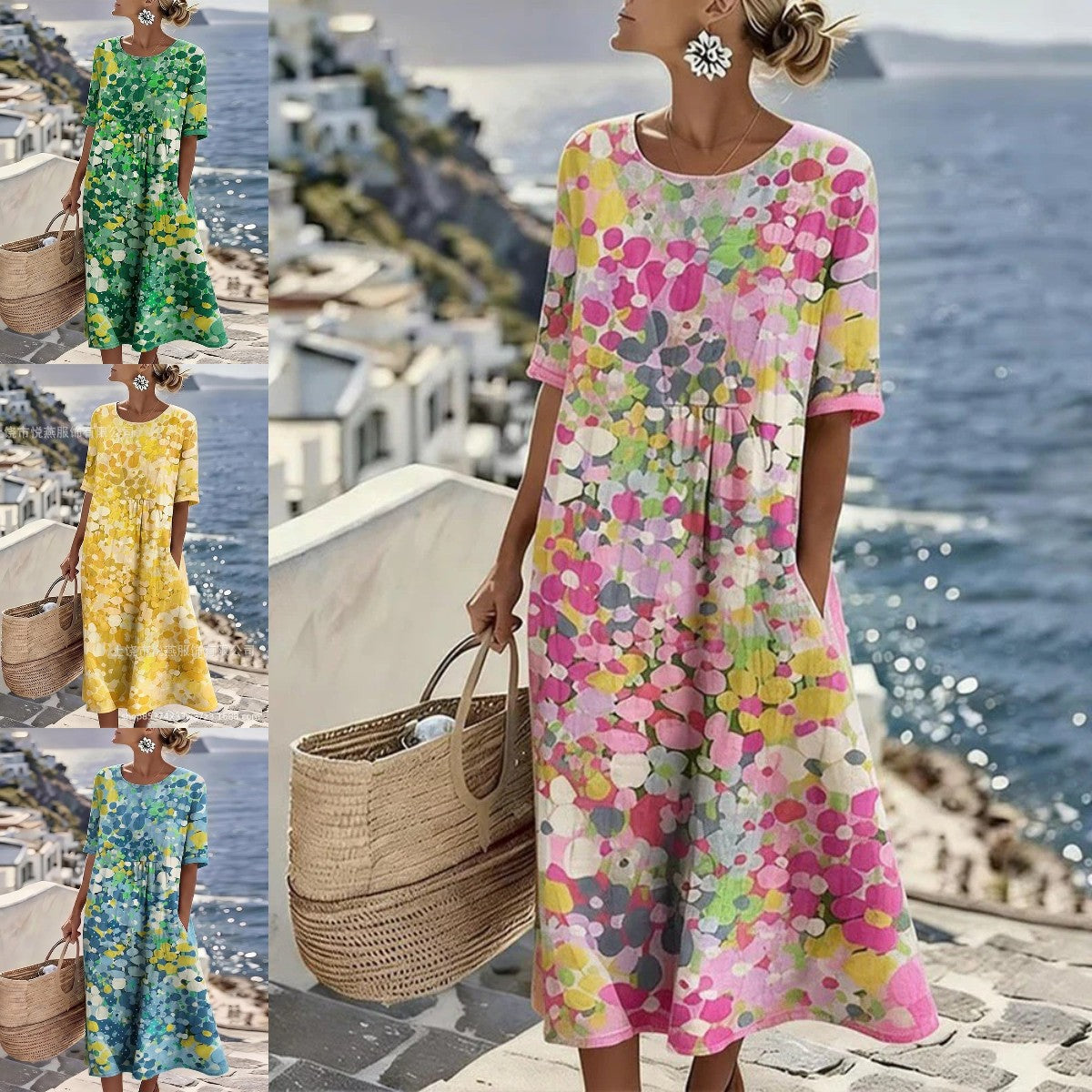 【S-5XL】🌺Oblečte si je a ukažte svou osobnost! 🥰Šaty s potiskem a volným spodním dílem