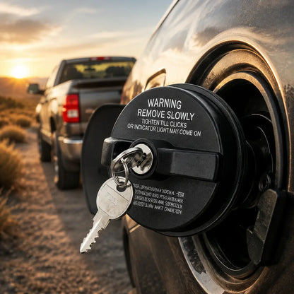 🚗🔒Odolný, uzamykatelný (klíčem) uzávěr palivové nádrže