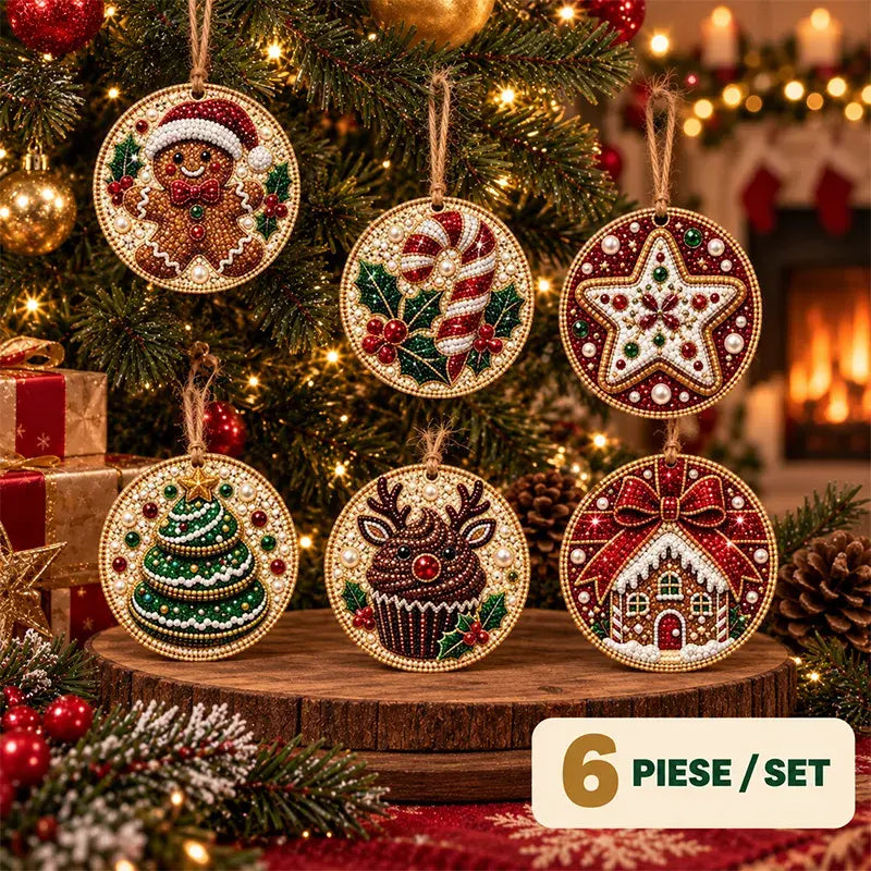 Specifikace🎄 Sada 6 vánočních ozdob na vlastnoruční vytvoření (diamantové malování) – kreativní projekt pro celou rodinu, ideální na stromeček, do okna či jako dárek!