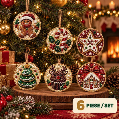 Specifikace🎄 Sada 6 vánočních ozdob na vlastnoruční vytvoření (diamantové malování) – kreativní projekt pro celou rodinu, ideální na stromeček, do okna či jako dárek!
