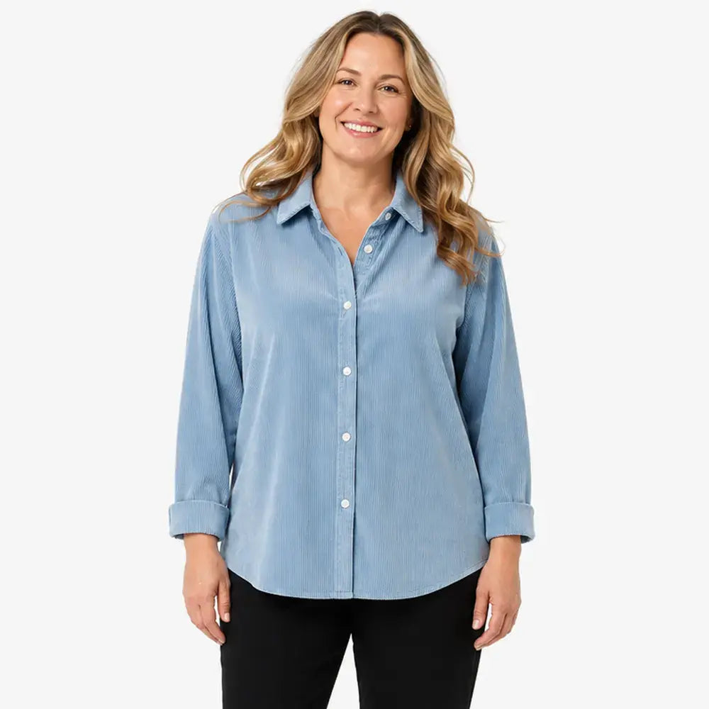 👚 Dámská volná košile z manšestru – jednobarevná, s dlouhým rukávem, měkká a pohodlná. Ideální pro podzim i zimu! ✨