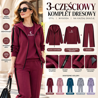 ✨【M–4XL】Dámská třídílná souprava 2026 – vršek s kapucí, podzim/zima, volný střih, sportovní styl, nadměrné velikosti, navrženo speciálně pro maminky🥰
