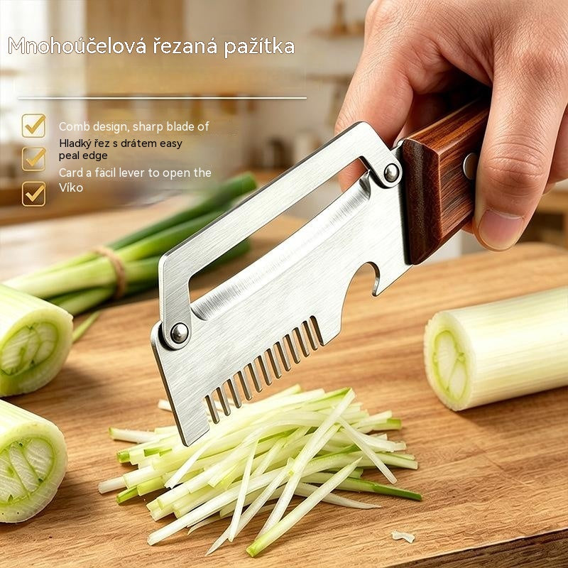 ✅Kupte 1, dostanete 1 zdarma (dva kusy)🧅🔪 Multifunkční kuchyňská škrabka 3 v 1: Loupá, krájí zeleninu, krájí maso a otevírá lahve! 🔥